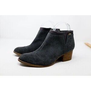 Toms Loren Ankle Boots Iron Gray suede Womens 8 bootie stacked heel
